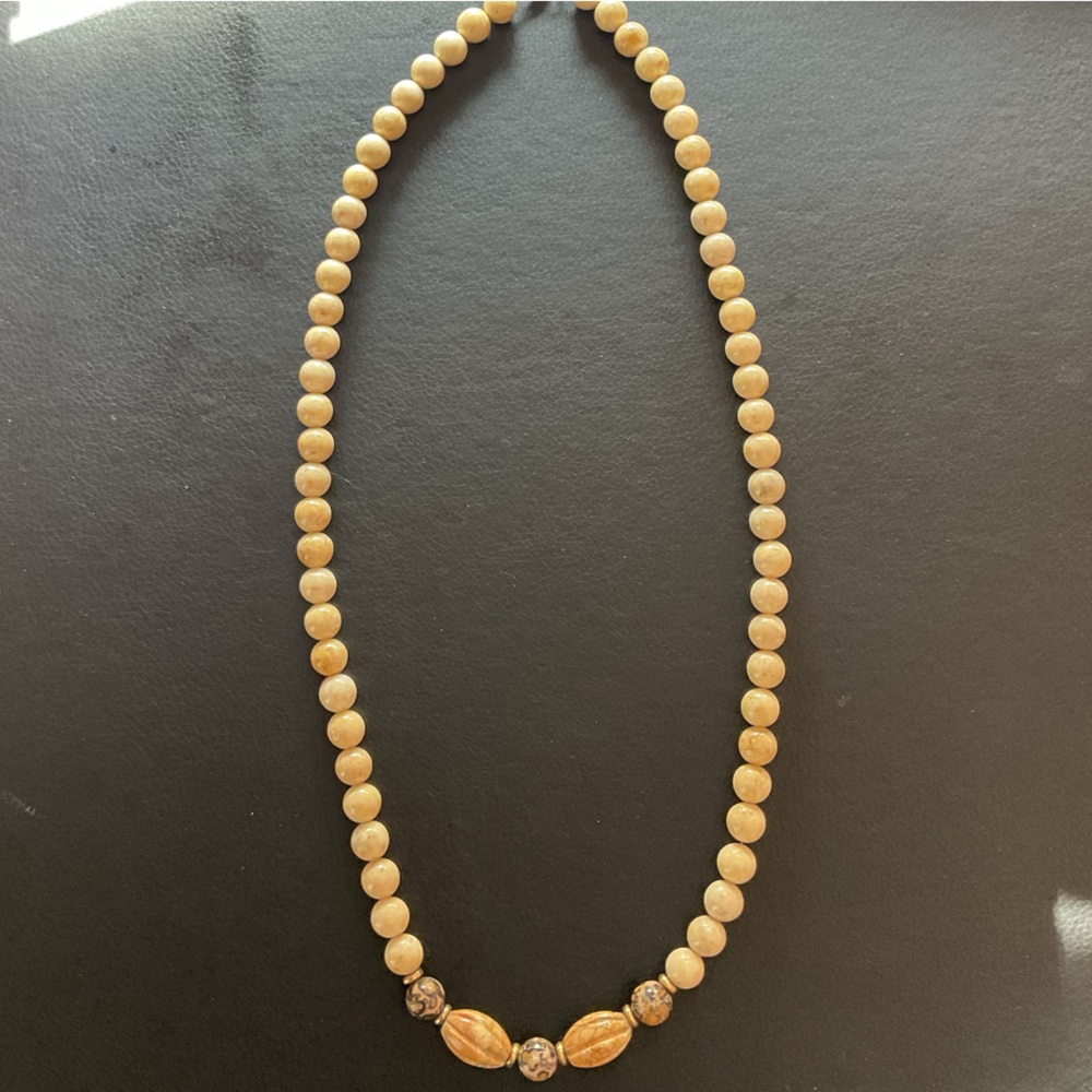 Elegant Golden- Colored Beaded Necklace
